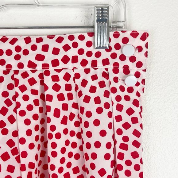 Vintage Midi Skirt 80s Polka Dot Pleated Flat Waistband Full A Line 1980s Flowy - Picture 4 of 10